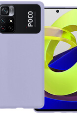 BASEY. Hoes Geschikt voor Xiaomi Poco M4 Pro 5G Hoesje Siliconen Back Cover Case - Hoesje Geschikt voor Xiaomi Poco M4 Pro 5G Hoes Cover Hoesje - Lila