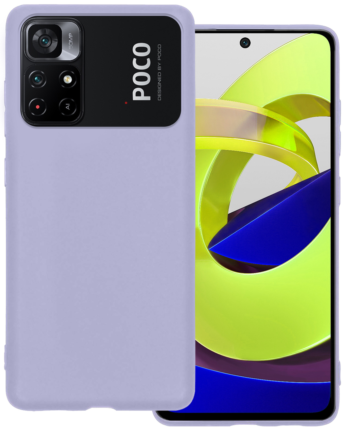 BASEY. Hoes Geschikt voor Xiaomi Poco M4 Pro 5G Hoesje Siliconen Back Cover Case - Hoesje Geschikt voor Xiaomi Poco M4 Pro 5G Hoes Cover Hoesje - Lila