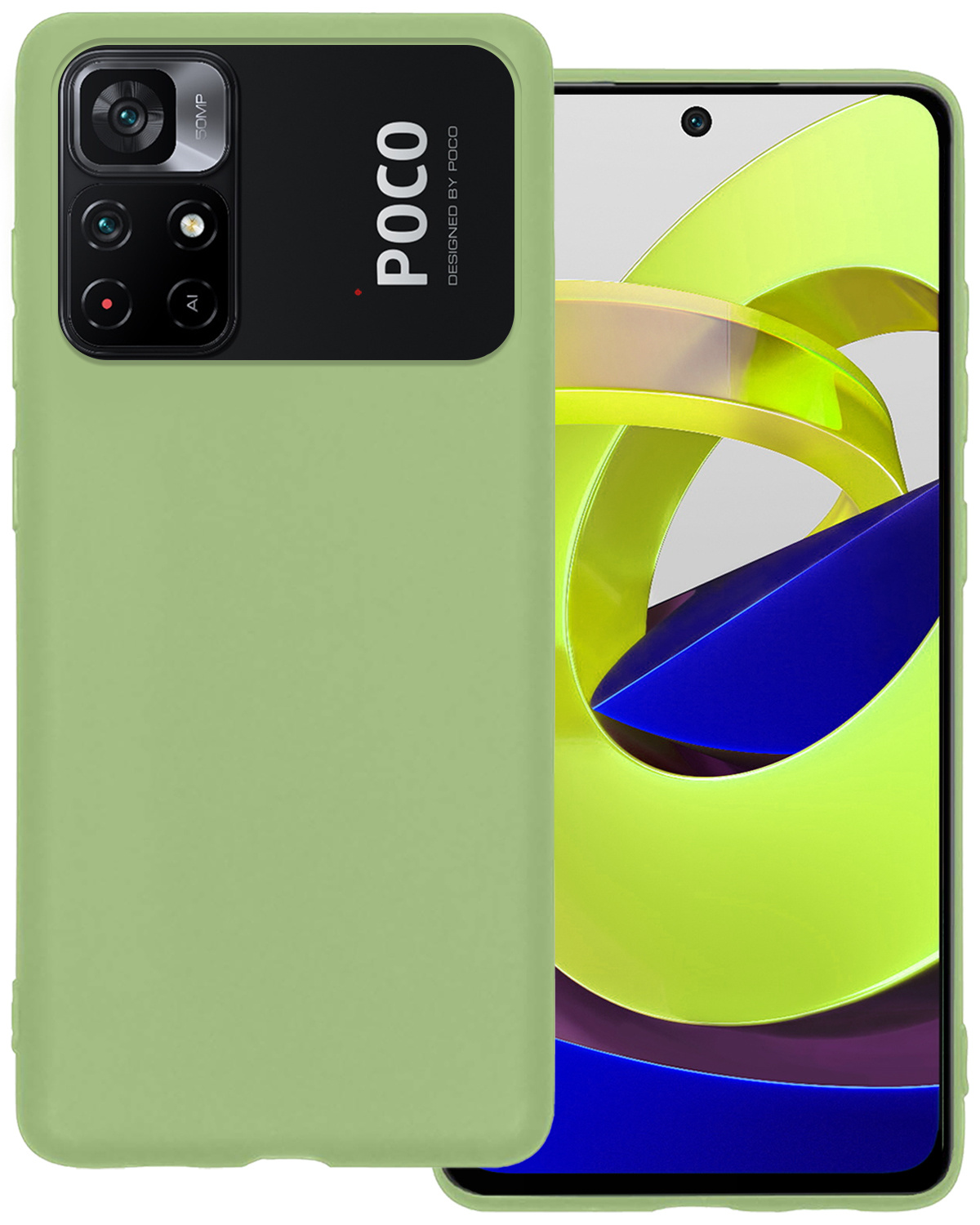 BASEY. Hoes Geschikt voor Xiaomi Poco M4 Pro 5G Hoesje Siliconen Back Cover Case - Hoesje Geschikt voor Xiaomi Poco M4 Pro 5G Hoes Cover Hoesje - Groen