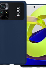 BASEY. Hoes Geschikt voor Xiaomi Poco M4 Pro 5G Hoesje Siliconen Back Cover Case - Hoesje Geschikt voor Xiaomi Poco M4 Pro 5G Hoes Cover Hoesje - Donkerblauw
