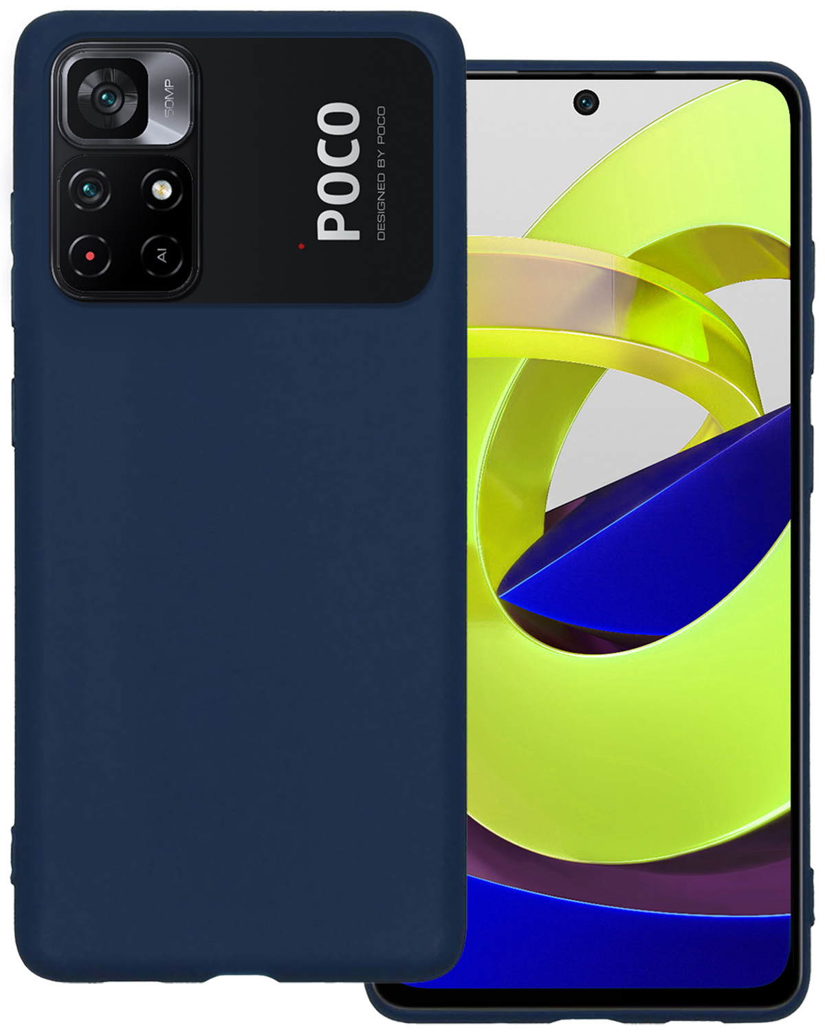 BASEY. Hoes Geschikt voor Xiaomi Poco M4 Pro 5G Hoesje Siliconen Back Cover Case - Hoesje Geschikt voor Xiaomi Poco M4 Pro 5G Hoes Cover Hoesje - Donkerblauw