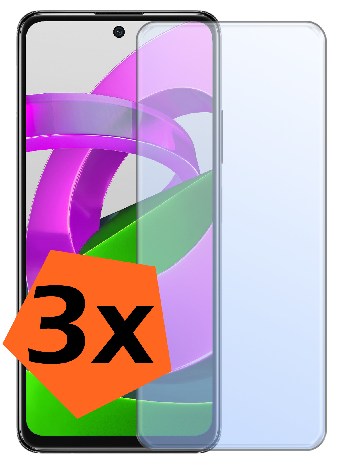 Nomfy Screenprotector Geschikt voor Xiaomi Poco M4 Pro 5G Screenprotector Bescherm Glas Tempered Glass - Screenprotector Geschikt voor Xiaomi Poco M4 Pro 5G Screen Protector - 3 PACK