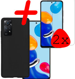 BASEY. BASEY. Xiaomi Redmi Note 11s Hoesje Siliconen Met 2x Screenprotector - Zwart