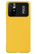 BASEY. Hoes Geschikt voor Xiaomi Poco M4 Pro 5G Hoesje Siliconen Back Cover Case Met Screenprotector - Hoesje Geschikt voor Xiaomi Poco M4 Pro 5G Hoes Cover Hoesje - Geel