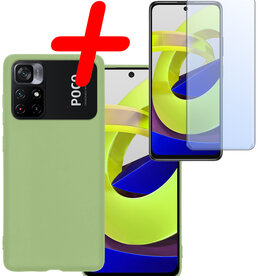 BASEY. BASEY. Xiaomi Poco M4 Pro 5G Hoesje Siliconen Met Screenprotector - Groen