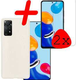 BASEY. BASEY. Xiaomi Redmi Note 11s Hoesje Siliconen Met 2x Screenprotector - Wit