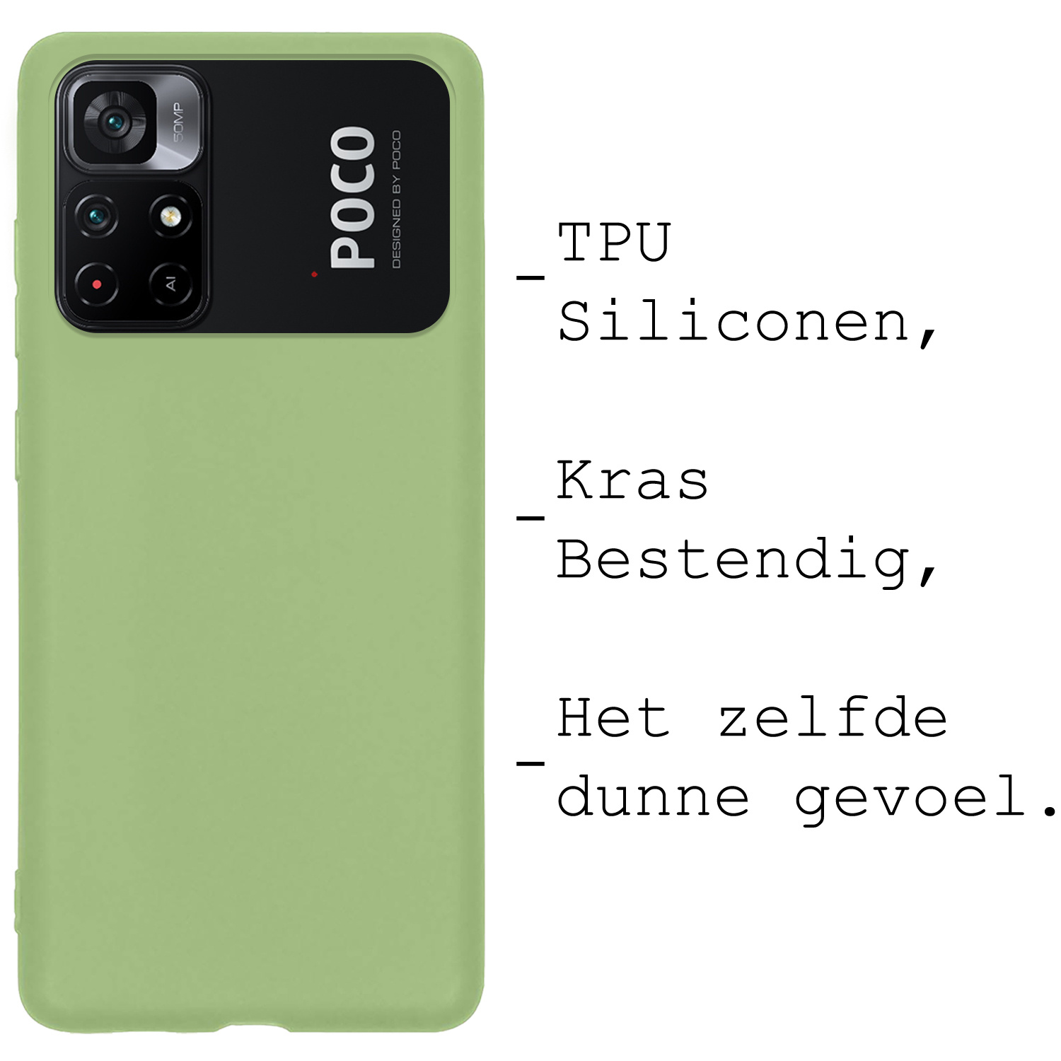 BASEY. Hoes Geschikt voor Xiaomi Poco M4 Pro 5G Hoesje Siliconen Back Cover Case Met Screenprotector - Hoesje Geschikt voor Xiaomi Poco M4 Pro 5G Hoes Cover Hoesje - Groen