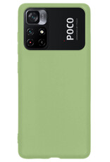 BASEY. Hoes Geschikt voor Xiaomi Poco M4 Pro 5G Hoesje Siliconen Back Cover Case Met Screenprotector - Hoesje Geschikt voor Xiaomi Poco M4 Pro 5G Hoes Cover Hoesje - Groen