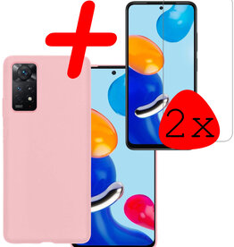 BASEY. BASEY. Xiaomi Redmi Note 11s Hoesje Siliconen Met 2x Screenprotector - Lichtroze