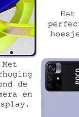BASEY. Hoes Geschikt voor Xiaomi Poco M4 Pro 5G Hoesje Siliconen Back Cover Case Met Screenprotector - Hoesje Geschikt voor Xiaomi Poco M4 Pro 5G Hoes Cover Hoesje - Lila