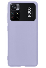 BASEY. Hoes Geschikt voor Xiaomi Poco M4 Pro 5G Hoesje Siliconen Back Cover Case Met Screenprotector - Hoesje Geschikt voor Xiaomi Poco M4 Pro 5G Hoes Cover Hoesje - Lila