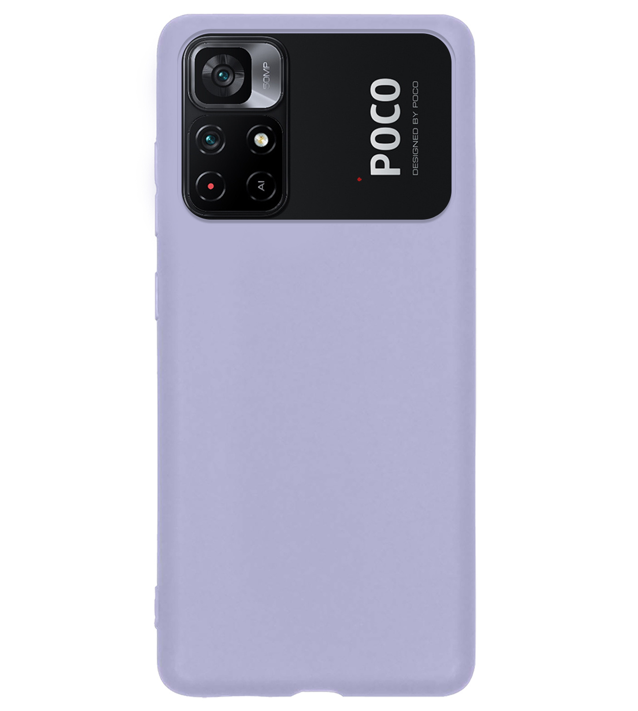 BASEY. Hoes Geschikt voor Xiaomi Poco M4 Pro 5G Hoesje Siliconen Back Cover Case Met Screenprotector - Hoesje Geschikt voor Xiaomi Poco M4 Pro 5G Hoes Cover Hoesje - Lila