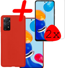 BASEY. BASEY. Xiaomi Redmi Note 11s Hoesje Siliconen Met 2x Screenprotector - Rood