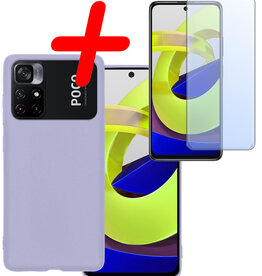 BASEY. BASEY. Xiaomi Poco M4 Pro 5G Hoesje Siliconen Met Screenprotector - Lila