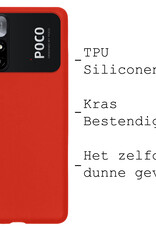 BASEY. Hoes Geschikt voor Xiaomi Poco M4 Pro 5G Hoesje Siliconen Back Cover Case Met Screenprotector - Hoesje Geschikt voor Xiaomi Poco M4 Pro 5G Hoes Cover Hoesje - Rood