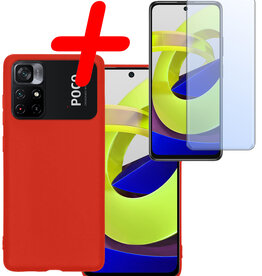 BASEY. BASEY. Xiaomi Poco M4 Pro 5G Hoesje Siliconen Met Screenprotector - Rood