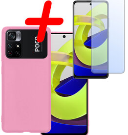 BASEY. BASEY. Xiaomi Poco M4 Pro 5G Hoesje Siliconen Met Screenprotector - Lichtroze