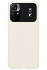 BASEY. Hoes Geschikt voor Xiaomi Poco M4 Pro 5G Hoesje Siliconen Back Cover Case Met Screenprotector - Hoesje Geschikt voor Xiaomi Poco M4 Pro 5G Hoes Cover Hoesje - Wit