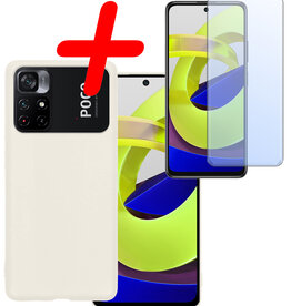 BASEY. BASEY. Xiaomi Poco M4 Pro 5G Hoesje Siliconen Met Screenprotector - Wit