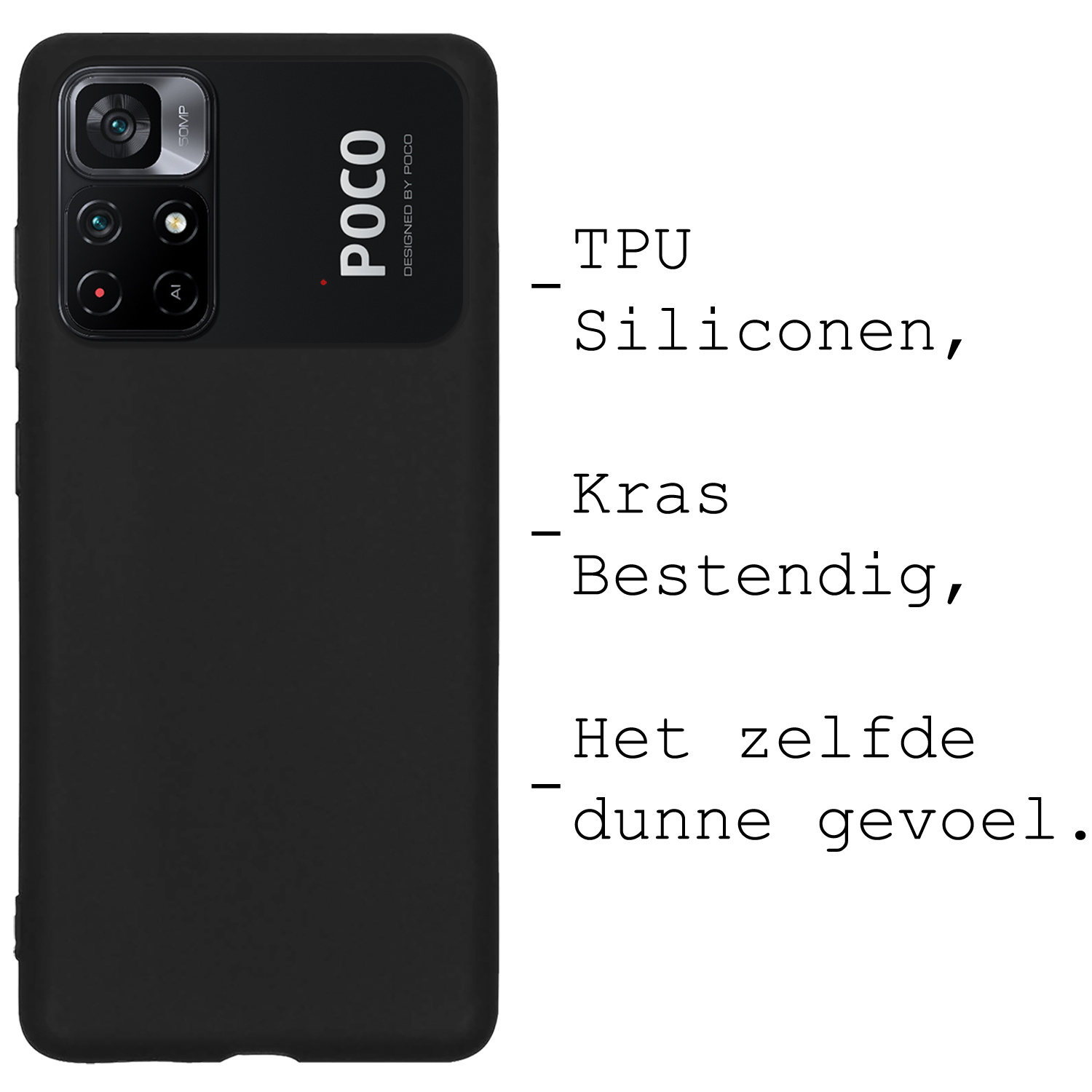 BASEY. Hoes Geschikt voor Xiaomi Poco M4 Pro 5G Hoesje Siliconen Back Cover Case Met Screenprotector - Hoesje Geschikt voor Xiaomi Poco M4 Pro 5G Hoes Cover Hoesje - Zwart