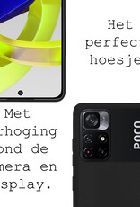 BASEY. Hoes Geschikt voor Xiaomi Poco M4 Pro 5G Hoesje Siliconen Back Cover Case Met Screenprotector - Hoesje Geschikt voor Xiaomi Poco M4 Pro 5G Hoes Cover Hoesje - Zwart