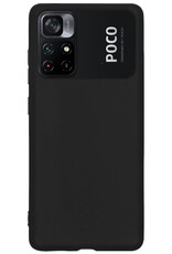 BASEY. Hoes Geschikt voor Xiaomi Poco M4 Pro 5G Hoesje Siliconen Back Cover Case Met Screenprotector - Hoesje Geschikt voor Xiaomi Poco M4 Pro 5G Hoes Cover Hoesje - Zwart