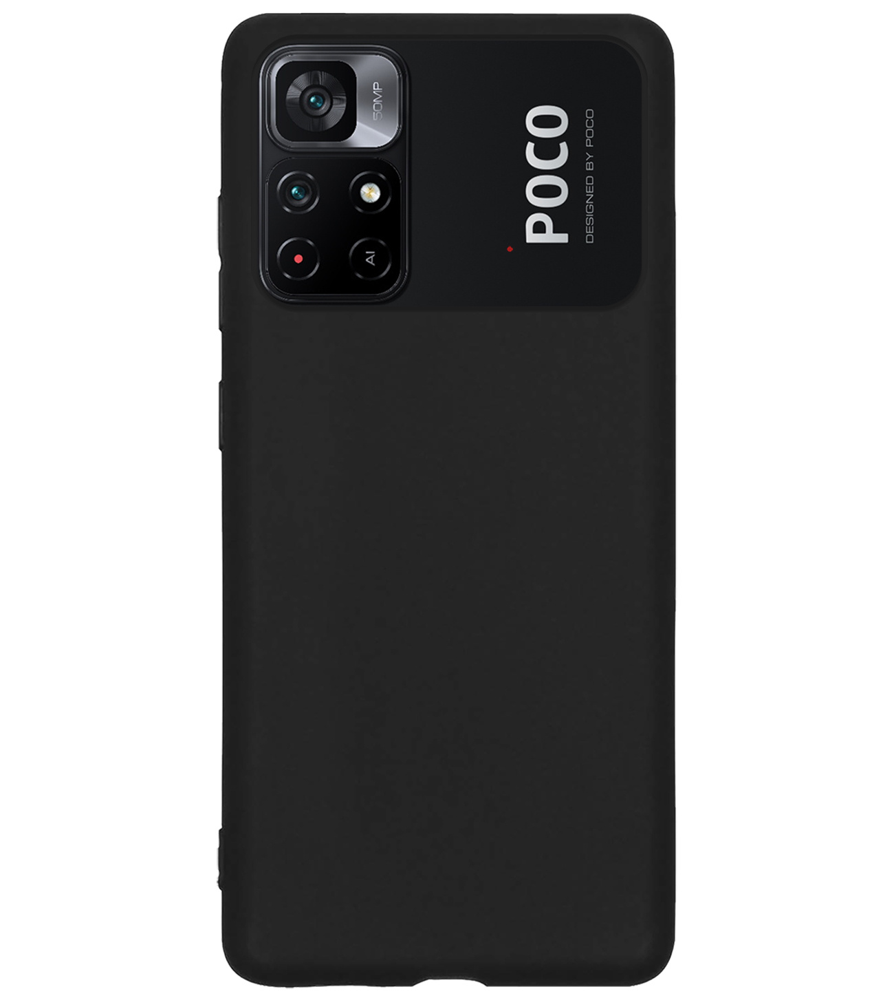 BASEY. Hoes Geschikt voor Xiaomi Poco M4 Pro 5G Hoesje Siliconen Back Cover Case Met Screenprotector - Hoesje Geschikt voor Xiaomi Poco M4 Pro 5G Hoes Cover Hoesje - Zwart