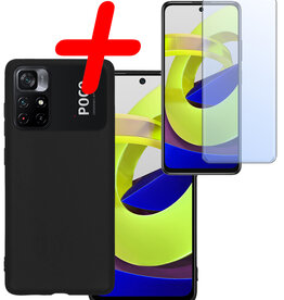 BASEY. BASEY. Xiaomi Poco M4 Pro 5G Hoesje Siliconen Met Screenprotector - Zwart
