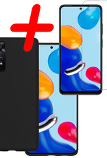 BASEY. Hoes Geschikt voor Xiaomi Redmi Note 11s Hoesje Siliconen Back Cover Case Met Screenprotector - Hoesje Geschikt voor Xiaomi Redmi Note 11s Hoes Cover Hoesje - Zwart