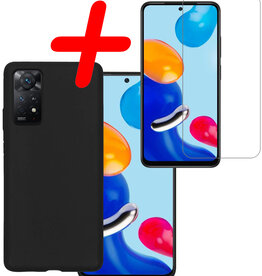 BASEY. BASEY. Xiaomi Redmi Note 11s Hoesje Siliconen Met Screenprotector - Zwart