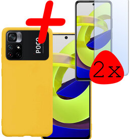 BASEY. BASEY. Xiaomi Poco M4 Pro 5G Hoesje Siliconen Met 2x Screenprotector - Geel