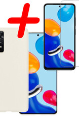 BASEY. Hoes Geschikt voor Xiaomi Redmi Note 11s Hoesje Siliconen Back Cover Case Met Screenprotector - Hoesje Geschikt voor Xiaomi Redmi Note 11s Hoes Cover Hoesje - Wit