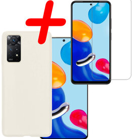 BASEY. BASEY. Xiaomi Redmi Note 11s Hoesje Siliconen Met Screenprotector - Wit
