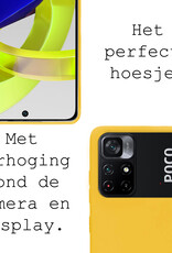 BASEY. Hoes Geschikt voor Xiaomi Poco M4 Pro 5G Hoesje Siliconen Back Cover Case Met 2x Screenprotector - Hoesje Geschikt voor Xiaomi Poco M4 Pro 5G Hoes Cover Hoesje - Geel