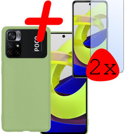 BASEY. BASEY. Xiaomi Poco M4 Pro 5G Hoesje Siliconen Met 2x Screenprotector - Groen