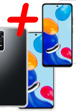 BASEY. Hoes Geschikt voor Xiaomi Redmi Note 11s Hoesje Siliconen Back Cover Case Met Screenprotector - Hoesje Geschikt voor Xiaomi Redmi Note 11s Hoes Cover Hoesje - Transparant