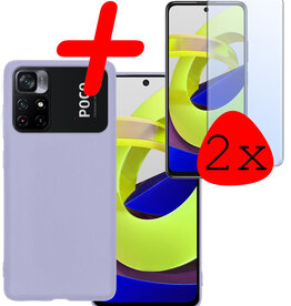 BASEY. BASEY. Xiaomi Poco M4 Pro 5G Hoesje Siliconen Met 2x Screenprotector - Lila