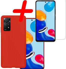 BASEY. BASEY. Xiaomi Redmi Note 11s Hoesje Siliconen Met Screenprotector - Rood