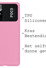 BASEY. Hoes Geschikt voor Xiaomi Poco M4 Pro 5G Hoesje Siliconen Back Cover Case Met 2x Screenprotector - Hoesje Geschikt voor Xiaomi Poco M4 Pro 5G Hoes Cover Hoesje - Lichtroze
