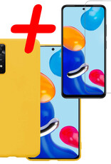 BASEY. Hoes Geschikt voor Xiaomi Redmi Note 11s Hoesje Siliconen Back Cover Case Met Screenprotector - Hoesje Geschikt voor Xiaomi Redmi Note 11s Hoes Cover Hoesje - Geel