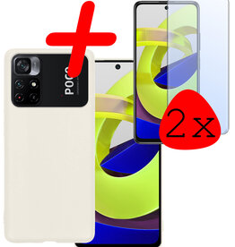 BASEY. BASEY. Xiaomi Poco M4 Pro 5G Hoesje Siliconen Met 2x Screenprotector - Wit