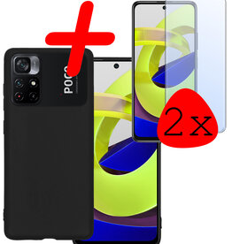 BASEY. BASEY. Xiaomi Poco M4 Pro 5G Hoesje Siliconen Met 2x Screenprotector - Zwart