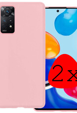 BASEY. Hoes Geschikt voor Xiaomi Redmi Note 11s Hoesje Siliconen Back Cover Case - Hoesje Geschikt voor Xiaomi Redmi Note 11s Hoes Cover Hoesje - Lichtroze - 2 Stuks