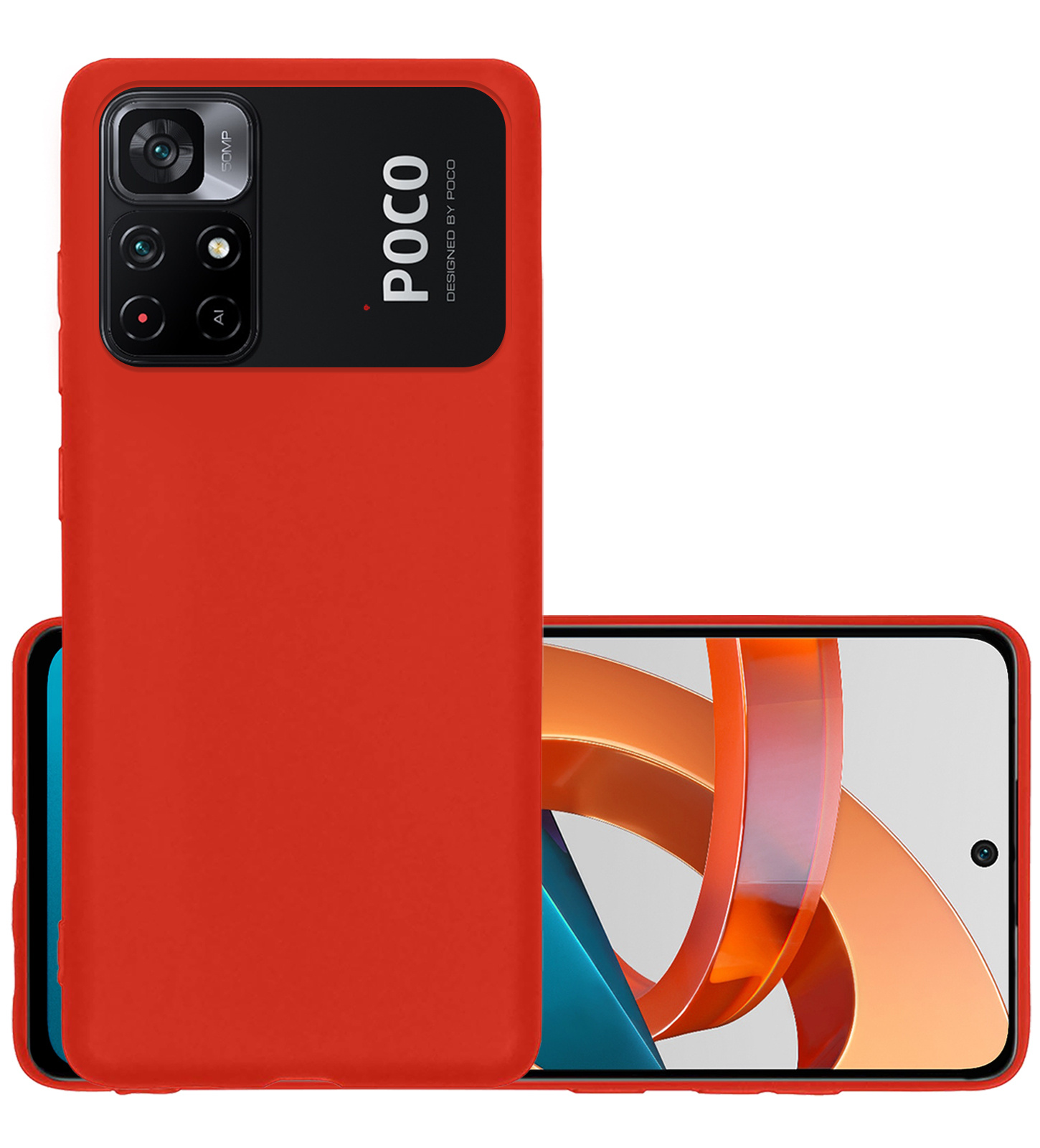NoXx Hoes Geschikt voor Xiaomi Poco M4 Pro 5G Hoesje Cover Siliconen Back Case Hoes - Rood