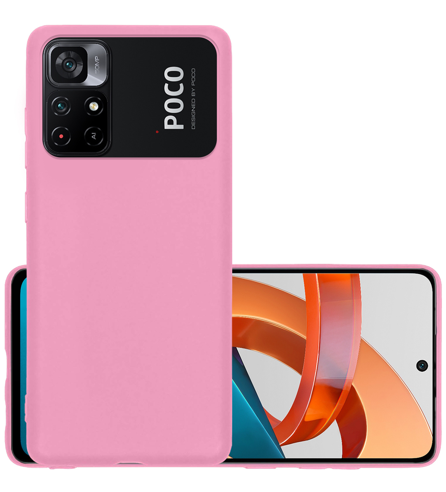 NoXx Hoes Geschikt voor Xiaomi Poco M4 Pro 5G Hoesje Cover Siliconen Back Case Hoes - Lichtroze