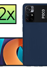 NoXx Hoes Geschikt voor Xiaomi Poco M4 Pro 5G Hoesje Cover Siliconen Back Case Hoes - Donkerblauw - 2x