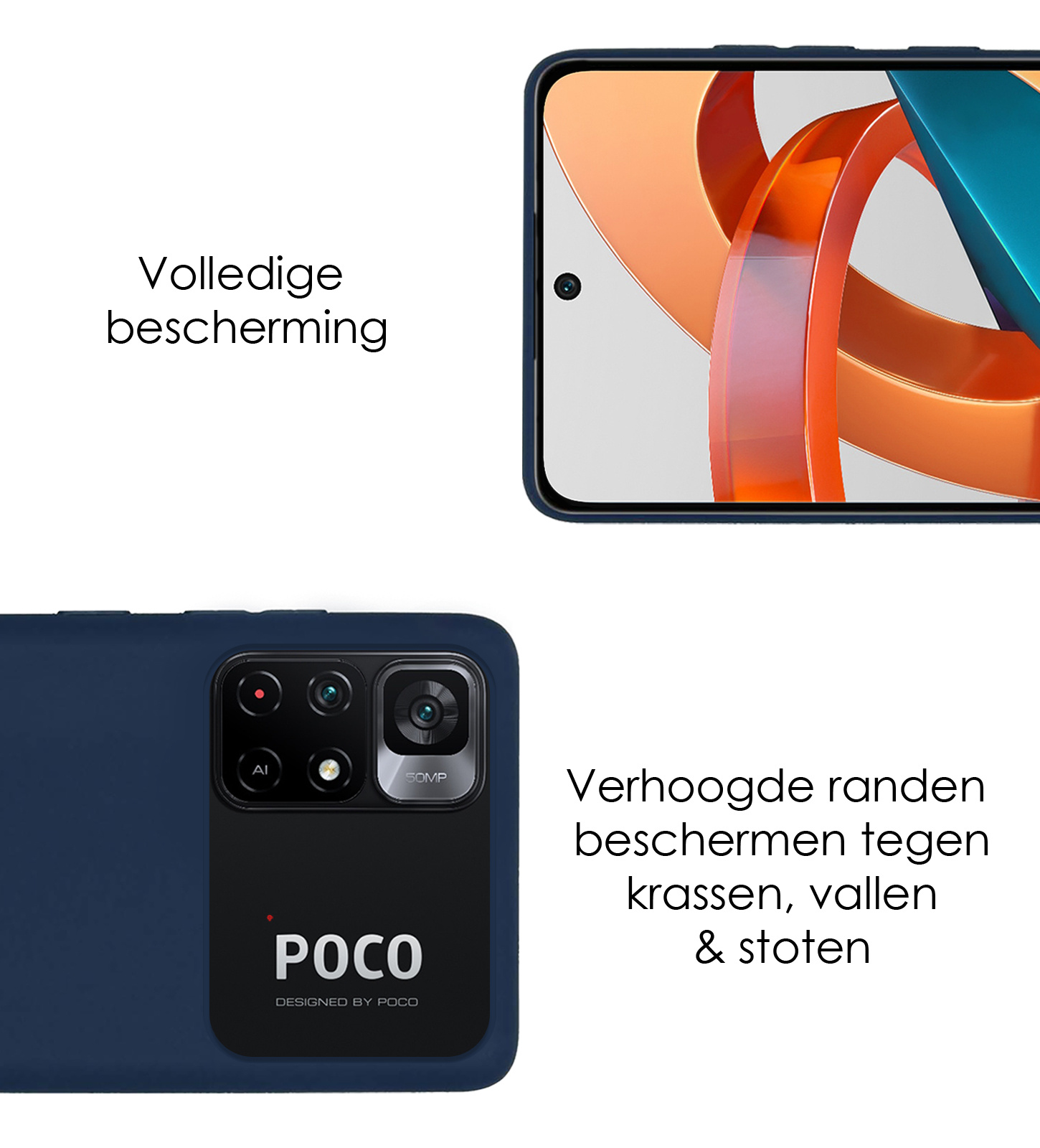 NoXx Hoes Geschikt voor Xiaomi Poco M4 Pro 5G Hoesje Cover Siliconen Back Case Hoes - Donkerblauw - 2x