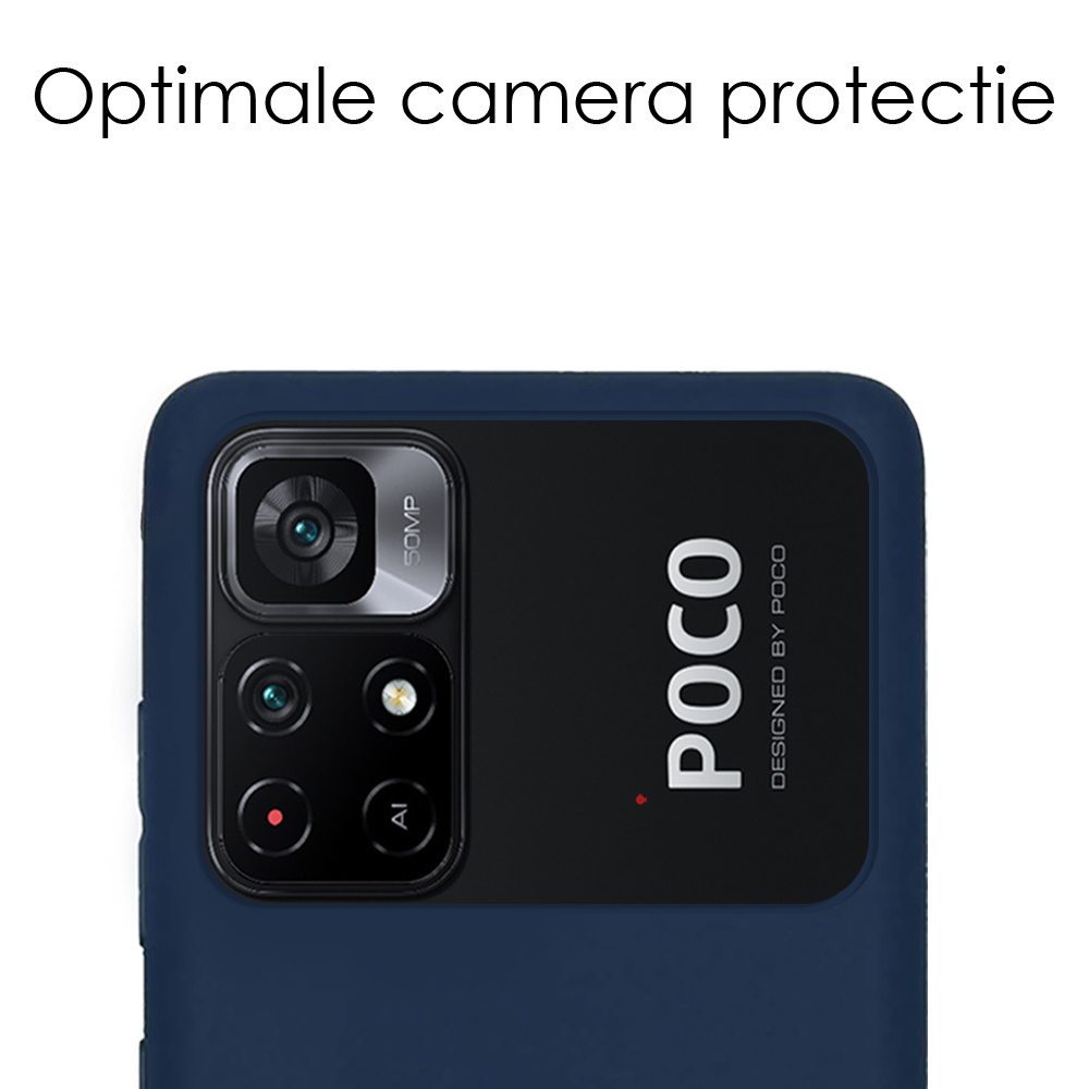 NoXx Hoes Geschikt voor Xiaomi Poco M4 Pro 5G Hoesje Cover Siliconen Back Case Hoes - Donkerblauw - 2x