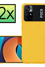 NoXx Hoes Geschikt voor Xiaomi Poco M4 Pro 5G Hoesje Cover Siliconen Back Case Hoes - Geel - 2x