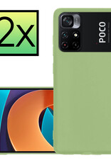 NoXx Hoes Geschikt voor Xiaomi Poco M4 Pro 5G Hoesje Cover Siliconen Back Case Hoes - Groen - 2x